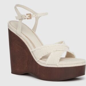 PAIGE Harlow Wedge Elegant Cream Sandals Natural Canvas Women Size 8 NWOB